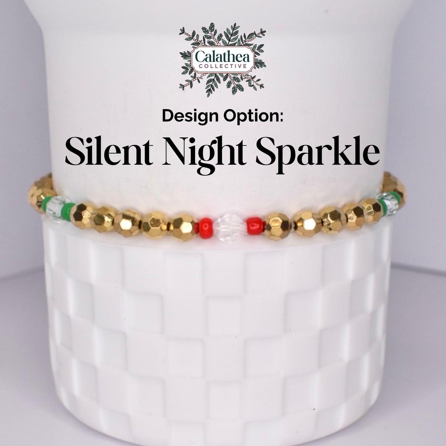 Christmas Bracelets: Red & Green Sparkle, Mini Bow Charm Bracelets