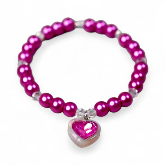 Hot Pink Heart Necklace for Labubu Dolls – Glam Sparkle