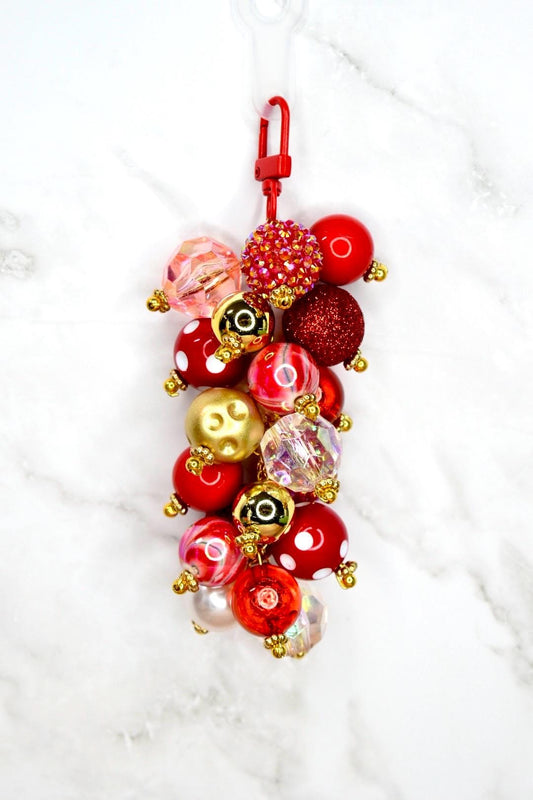 Red and Gold Tumbler Straw Bauble Charm