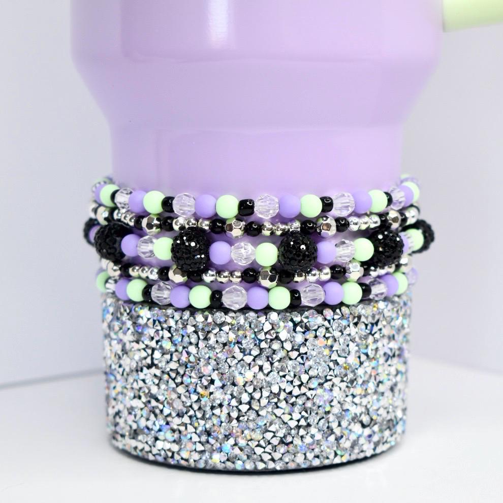 Hypnotic Green and Purple Bracelet Stack - 5 Piece Set