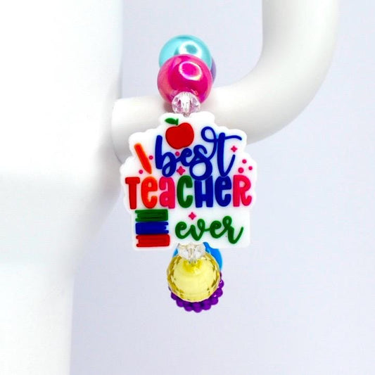 Teacher Appreciation Tumbler Charm: Colorful Bead Handle Bracelet