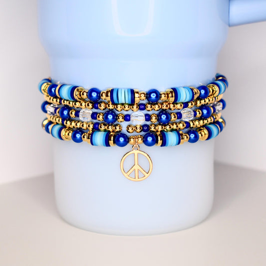 Blue and Gold Bracelet Stack - 5 Piece Set