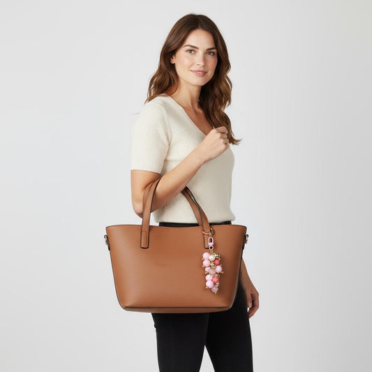 Pink and Gold Mermaid Bag Charm - Bag Keychain