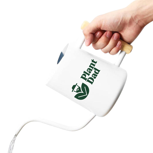 White Watering Can with Plant Dad Design