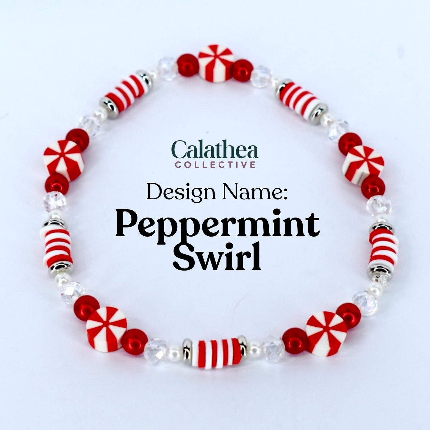 Red and White Candy Cane Twist Beaded Bracelet Collection