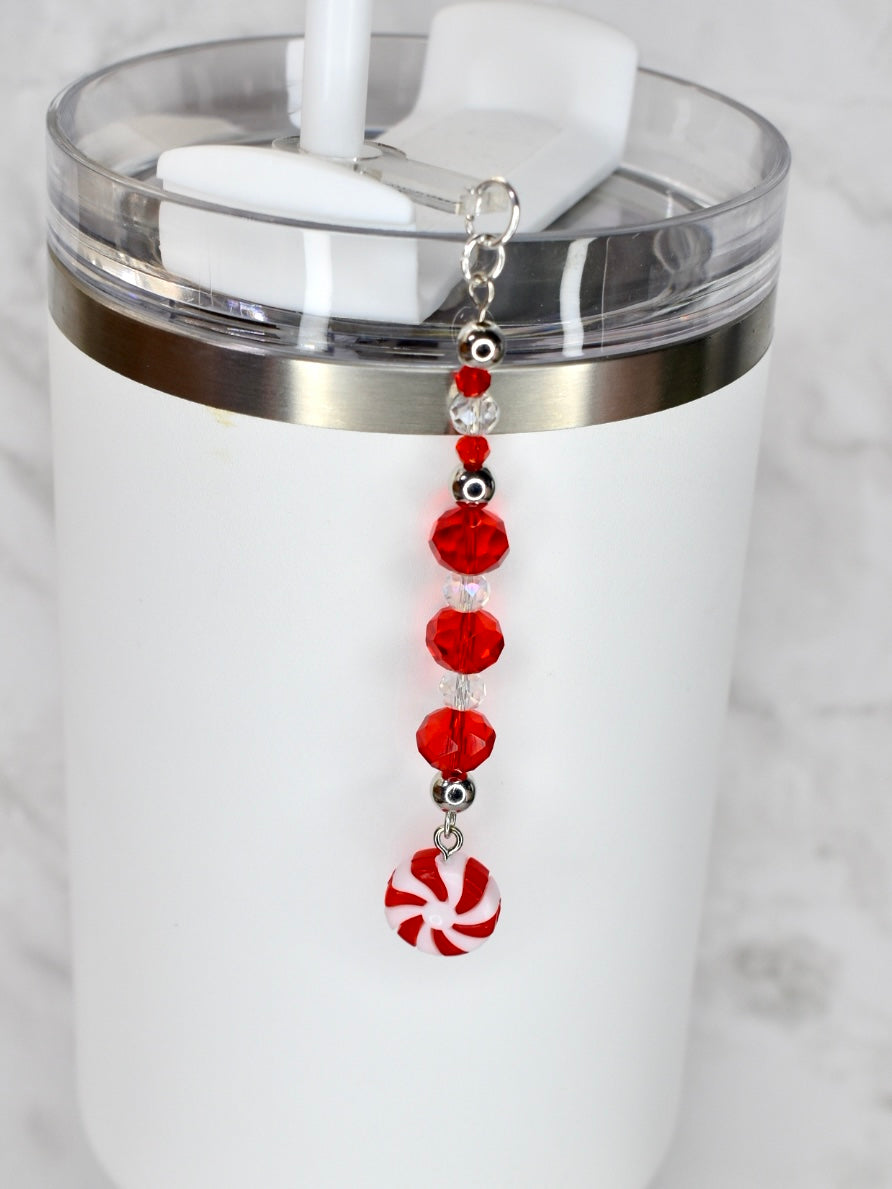 Peppermint Bliss Tumbler Straw Charm Dangle