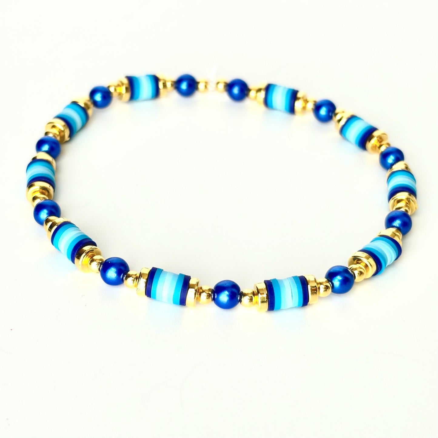 Blue and Gold Bracelet Stack - 5 Piece Set