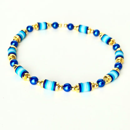 Blue and Gold Bracelet Stack - 5 Piece Set