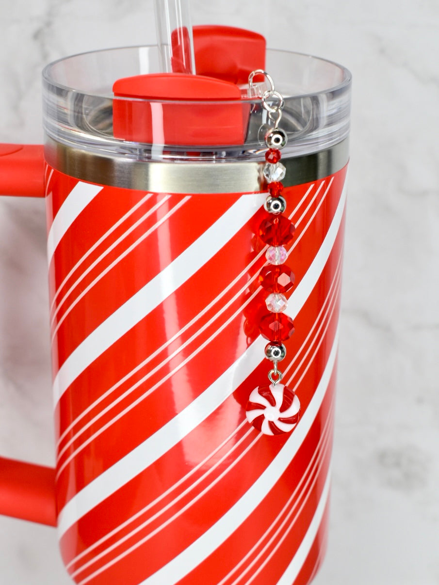 Peppermint Bliss Tumbler Straw Charm Dangle