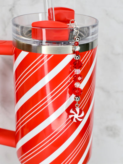 Peppermint Bliss Tumbler Straw Charm Dangle
