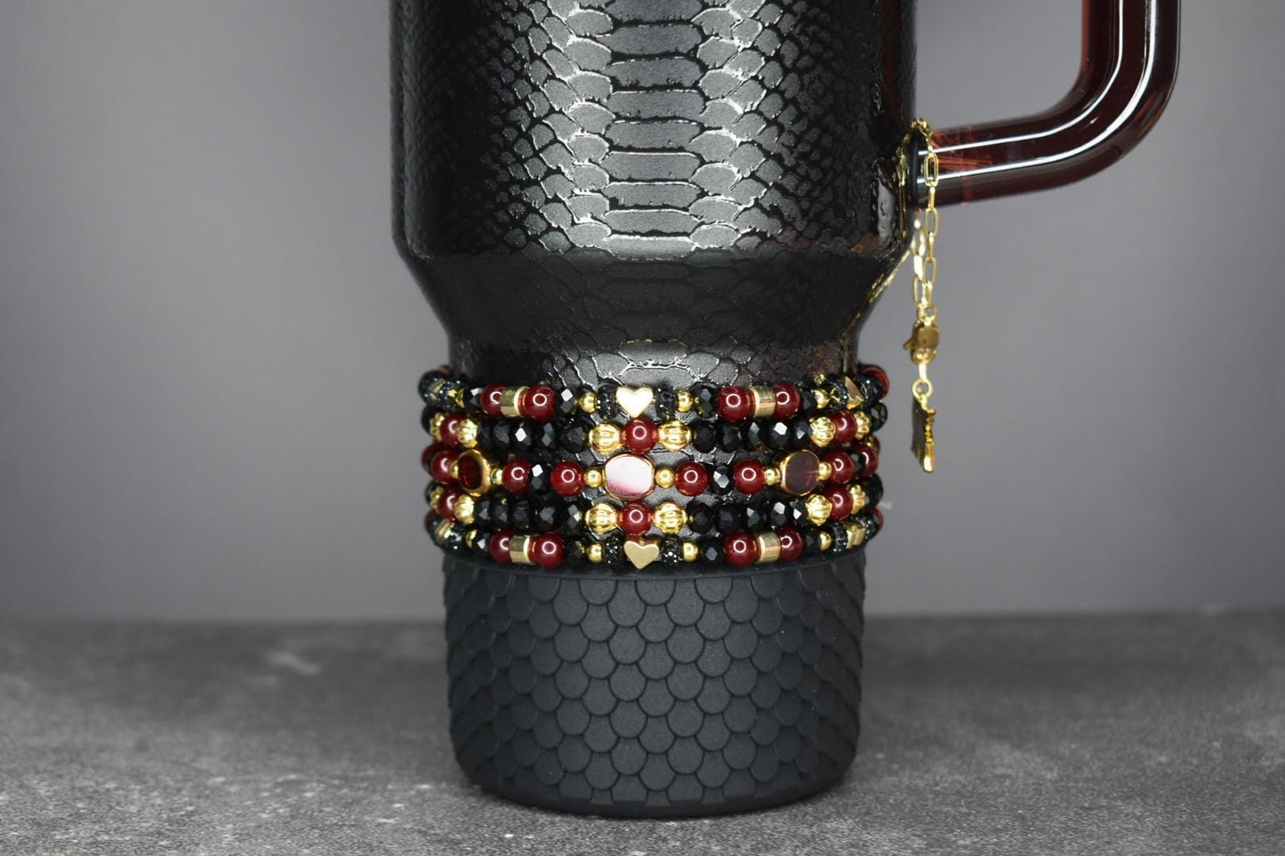 Luxe Garnet and Gold Bracelet Stack - 5 Piece Set