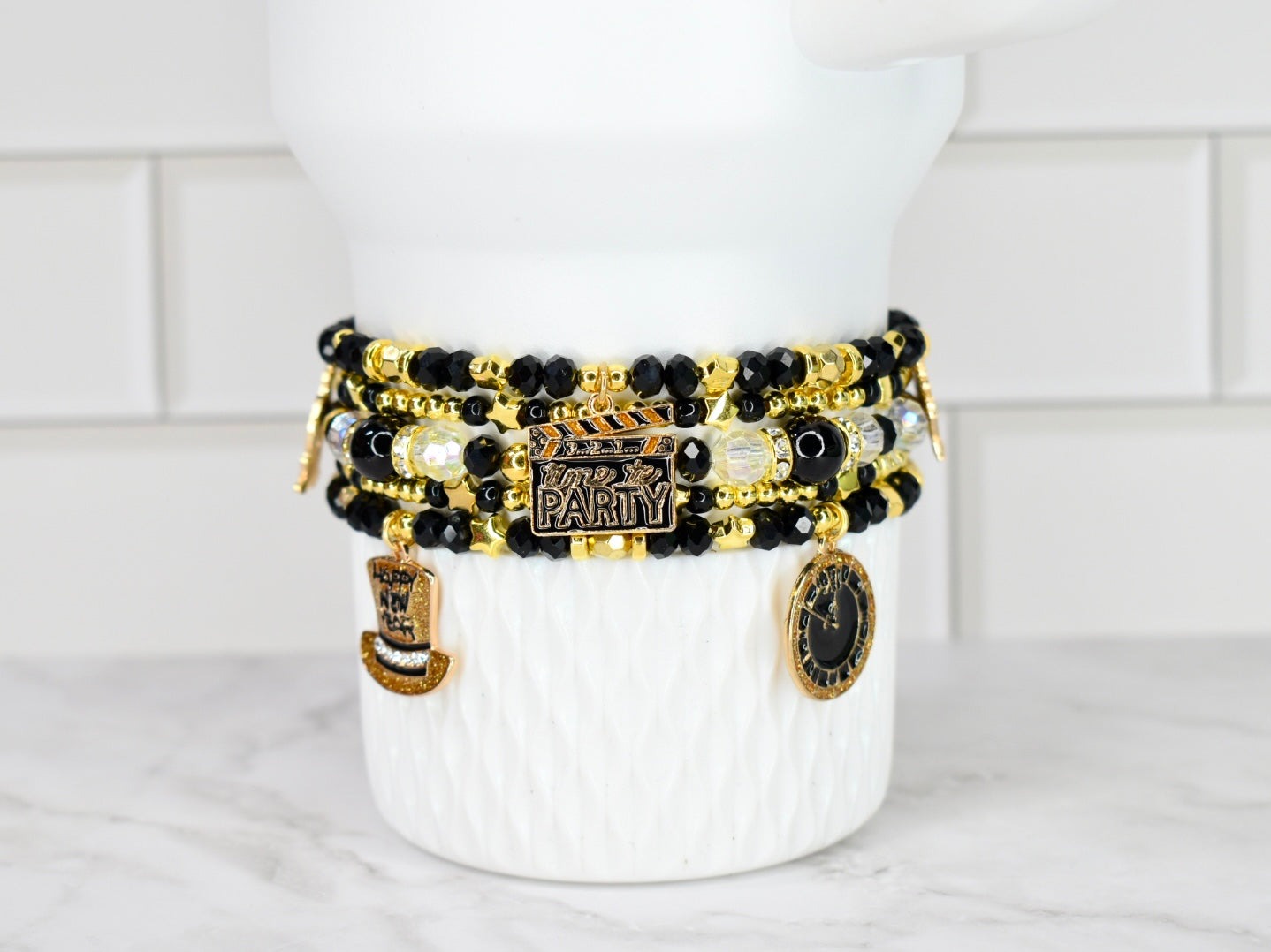 Happy New Year Black Honey Bracelet Stack - 5 Piece Set