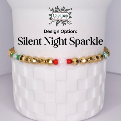 Christmas Bracelets: Red & Green Sparkle, Mini Bow Charm Bracelets