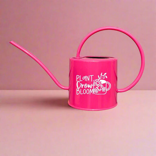 Pink Watering Can with Plant Grow Bloom Design