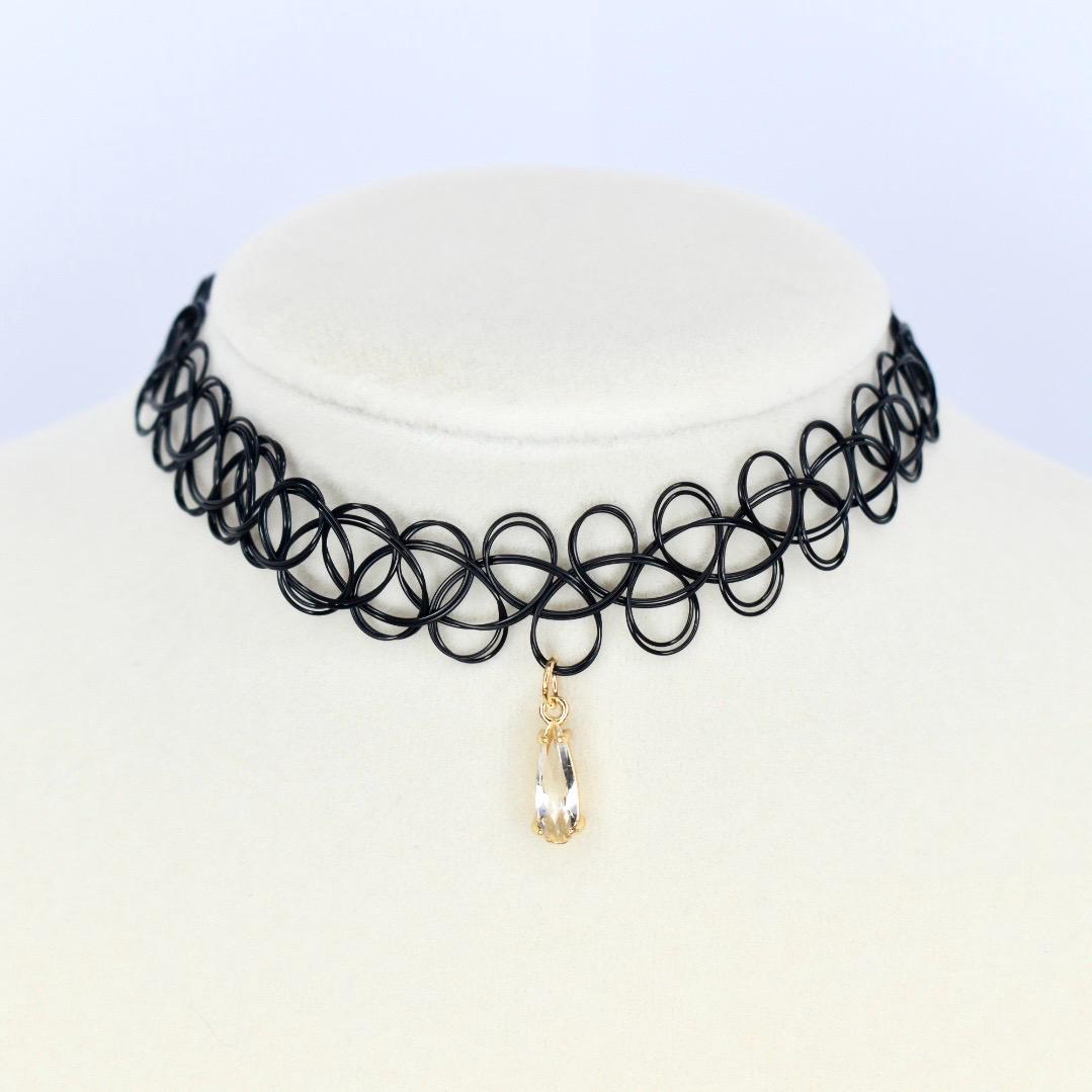 Tattoo Choker Necklace with Sparkle Charm