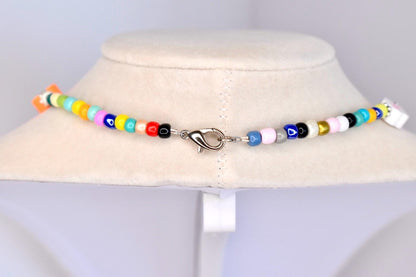 Festival Flower Necklace: Rainbow Seed Beads, Y2K Jewelry, Necklace for Layering