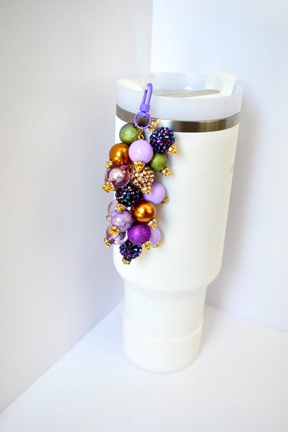 Purple and Gold Beaded Tumbler Straw Charm