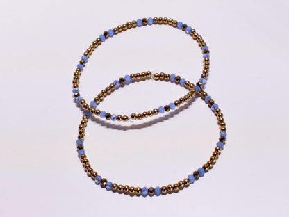 Sky Blue and Gold Soccer Bracelet Stack - 3 Piece Set