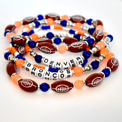 Denver Broncos Football Bracelet Stack - 5 Piece Set