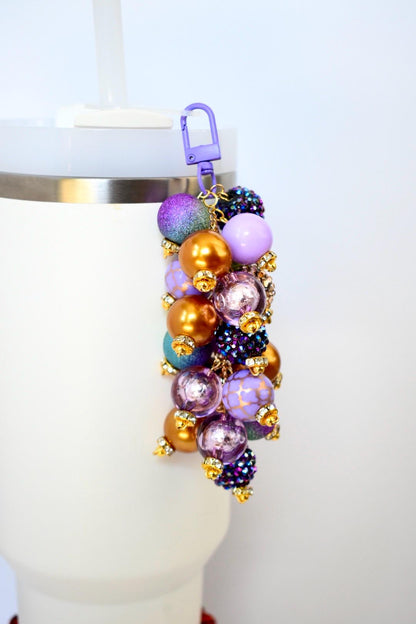 Purple and Gold Beaded Tumbler Straw Charm