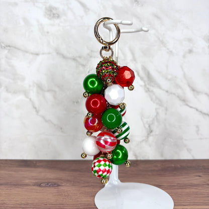 Festive Christmas Bag Charm - Holiday Bag Keychain