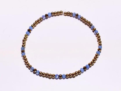 Sky Blue and Gold Soccer Bracelet Stack - 3 Piece Set