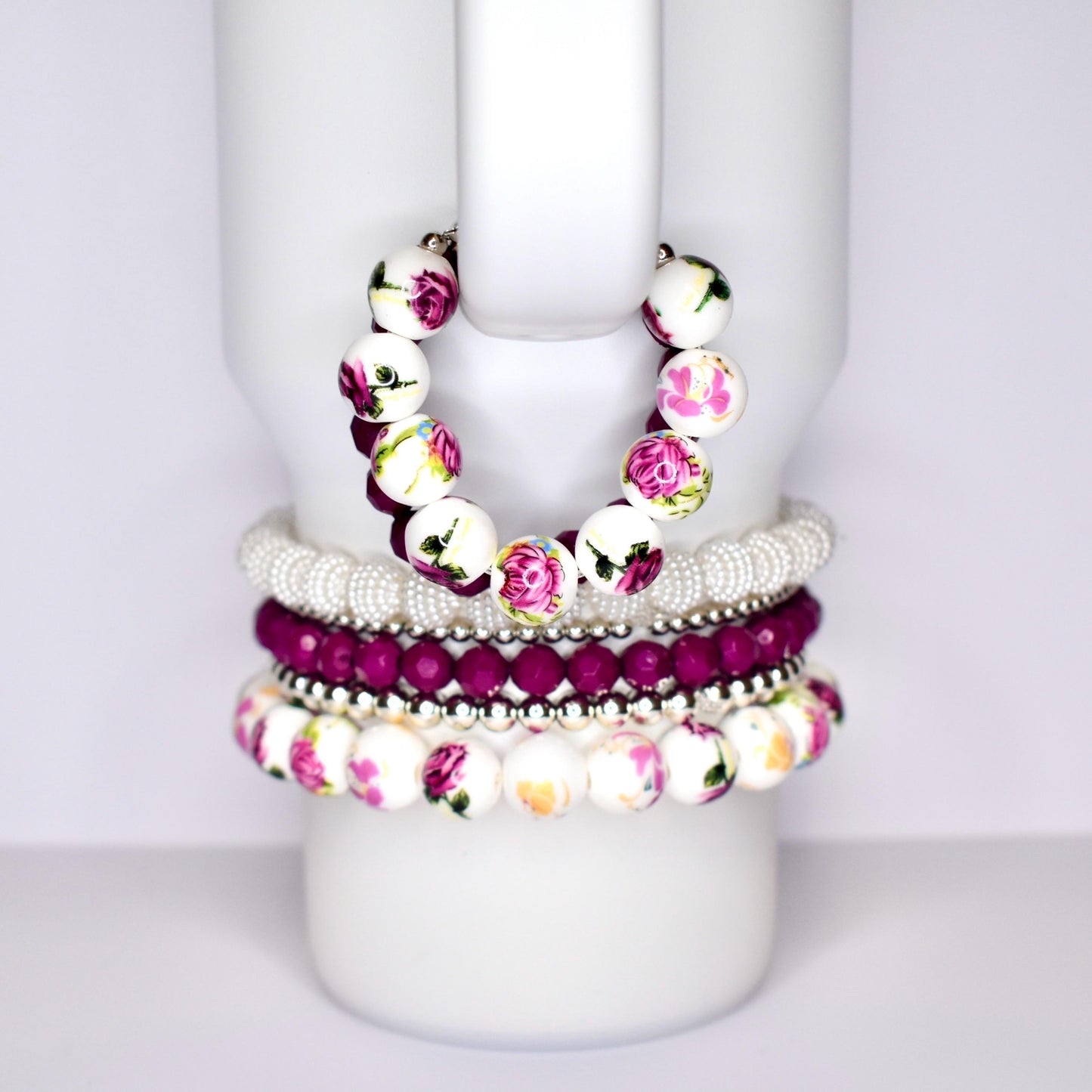 Vintage Rose Bracelet Stack - 5 Piece Set