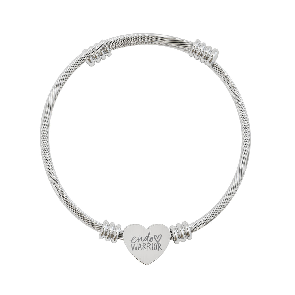 Endo Warrior Engraved Heart Cuff Bracelet
