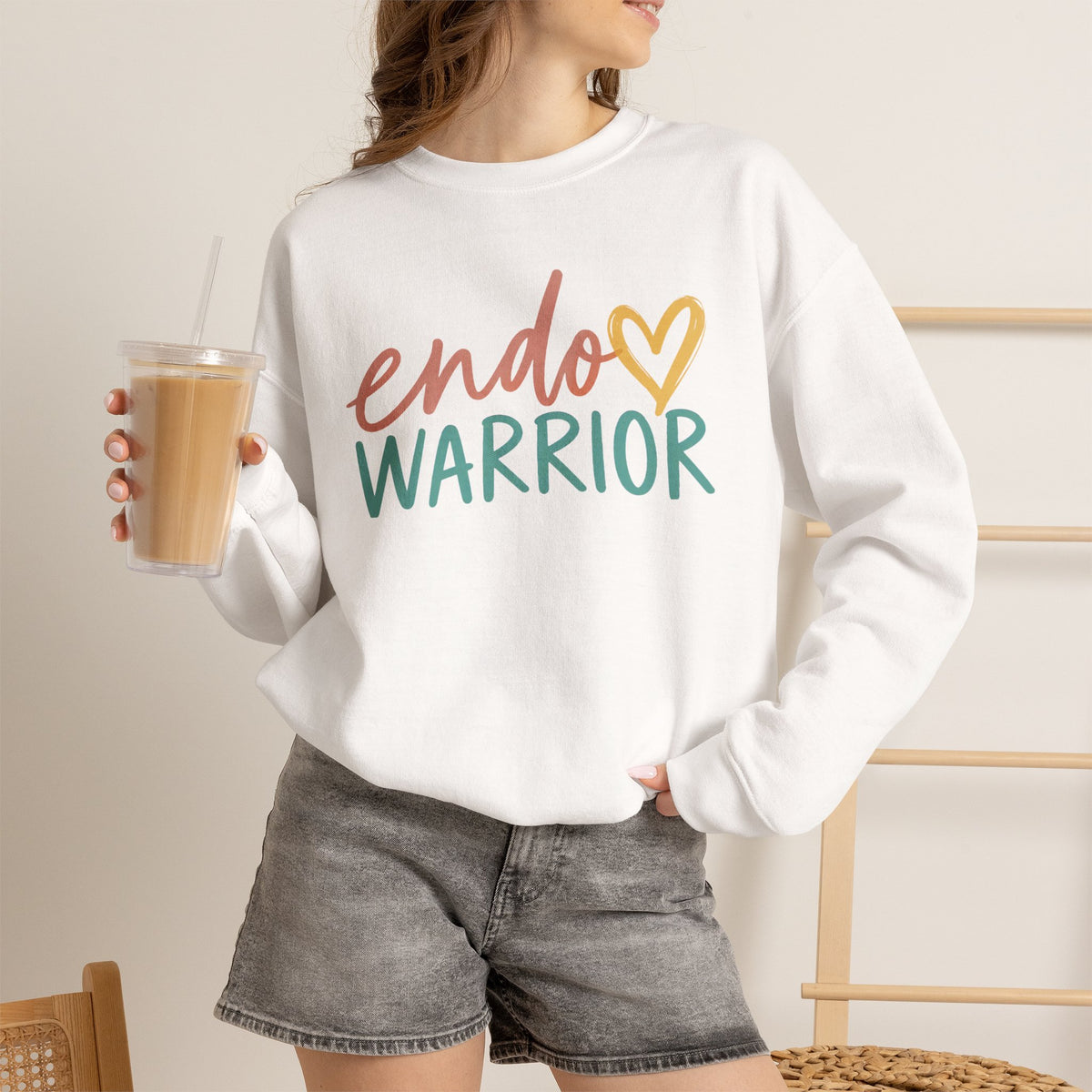 Endo Warrior Sweatshirt | Endometriosis Awareness, Heart Script Design
