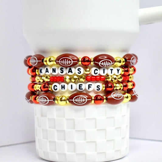 Kansas City Chiefs Bracelet Stack for Football Game Day - 5 Piece Set