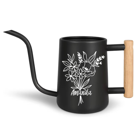 Personalized Floral Bouquet Watering Can with Custom Name or Word