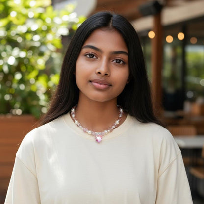 Glinda Crystal Heart and Butterfly Necklace