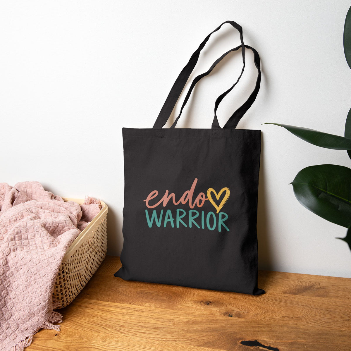 Endo Warrior Tote Bag | Endometriosis Awareness Cotton Canvas Tote