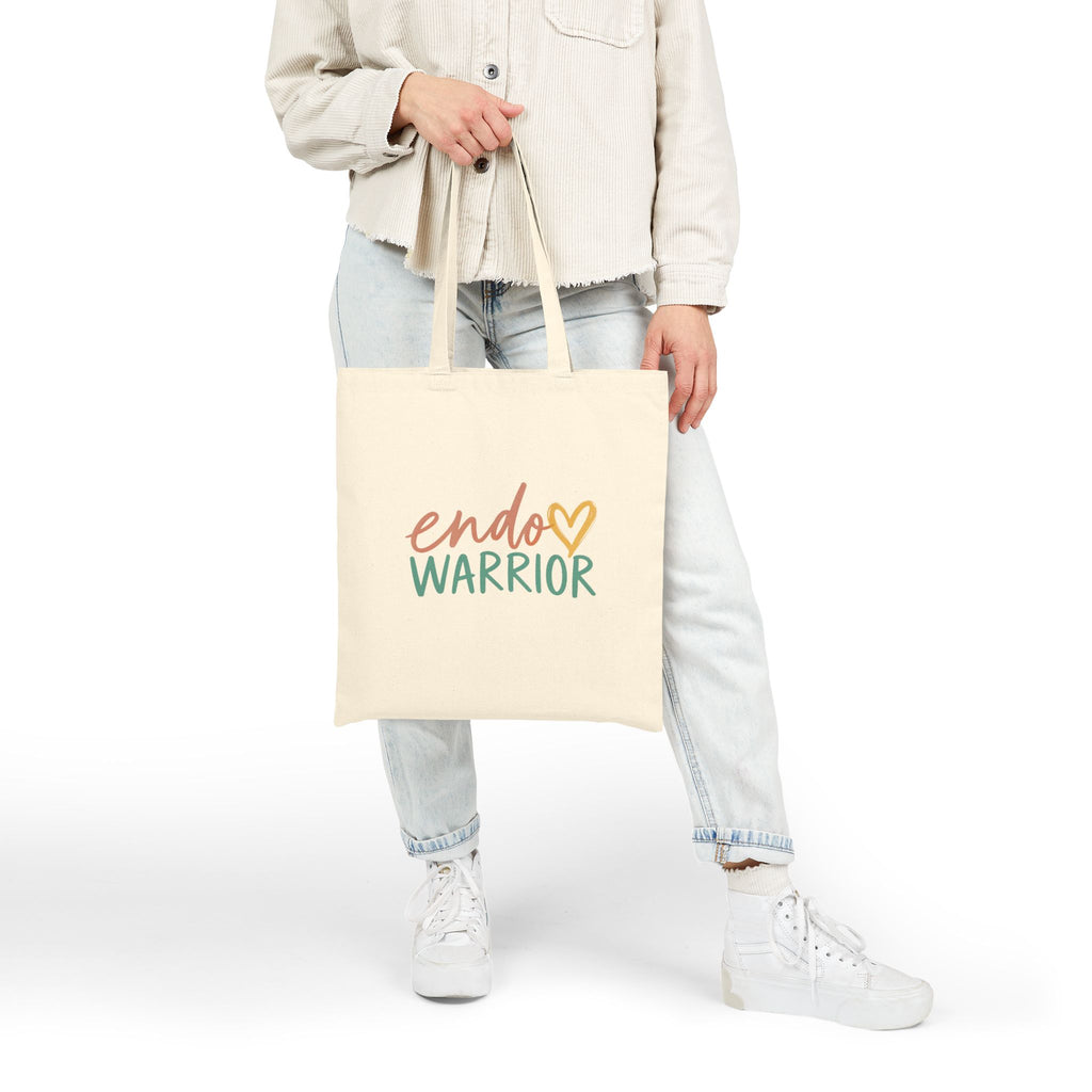 Endo Warrior Tote Bag | Endometriosis Awareness Cotton Canvas Tote
