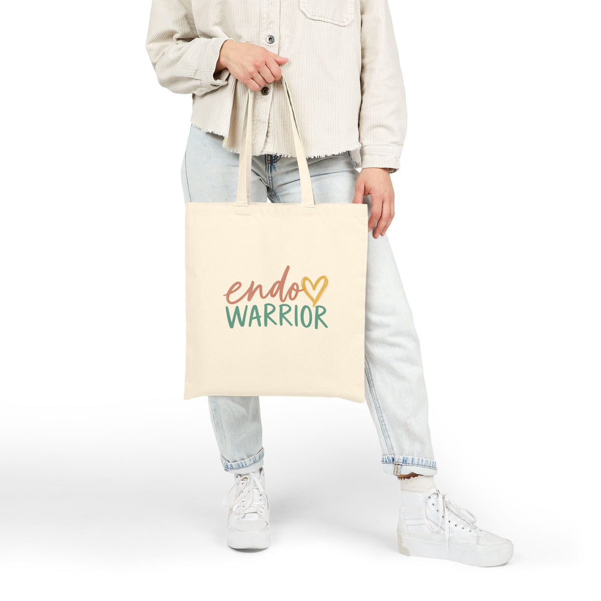 Endo Warrior Tote Bag | Endometriosis Awareness Cotton Canvas Tote