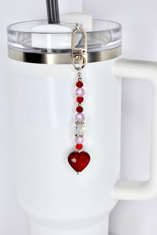 Red Heart Straw Charm or Bag Charm