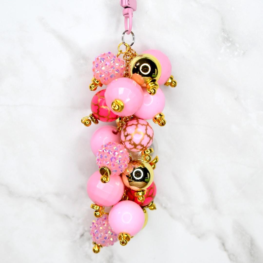 Pink and Gold Beaded Tumbler Straw Charm