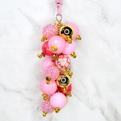 Pink and Gold Beaded Tumbler Straw Charm