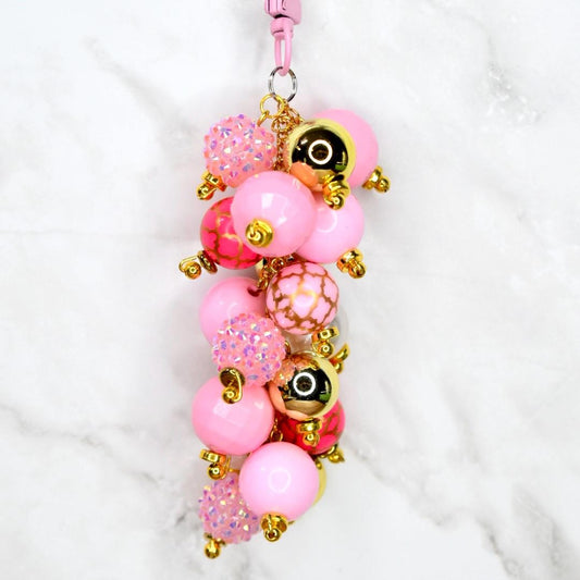 Pink and Gold Beaded Tumbler Straw Charm