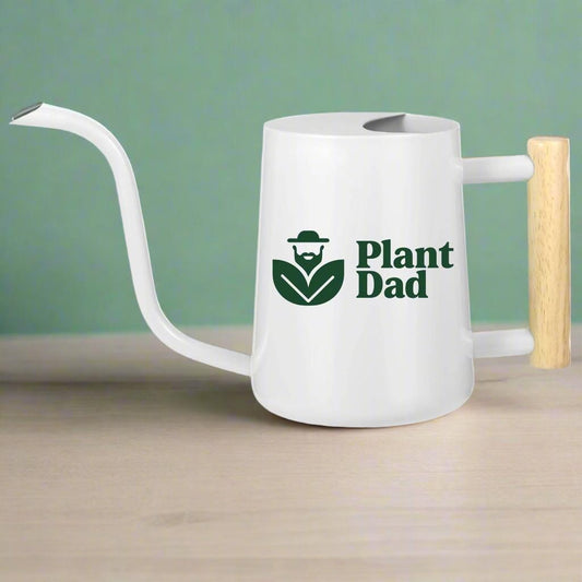 White Watering Can with Plant Dad Design