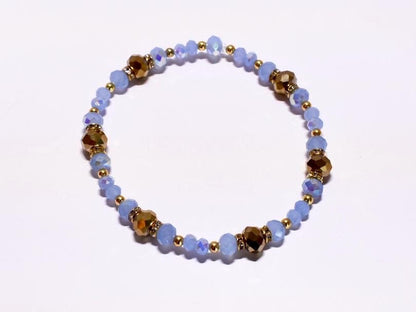 Sky Blue and Gold Soccer Bracelet Stack - 3 Piece Set