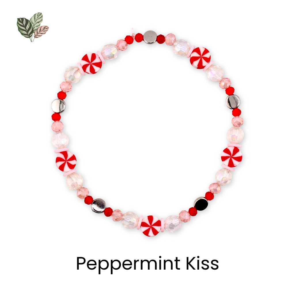 Red Pink and White Peppermint Strawberry Twist Bracelet Collection