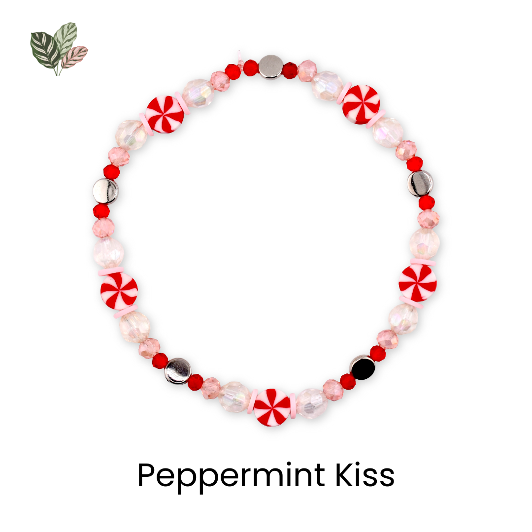 Red Pink and White Peppermint Strawberry Twist Bracelet Collection