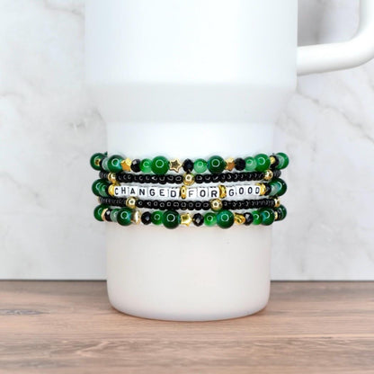 Changed For Good Green & Black Bracelet Stack - 5 Piece Set