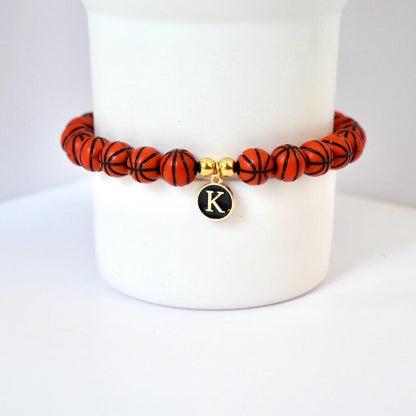 Basketball Bracelet with Initial Charm