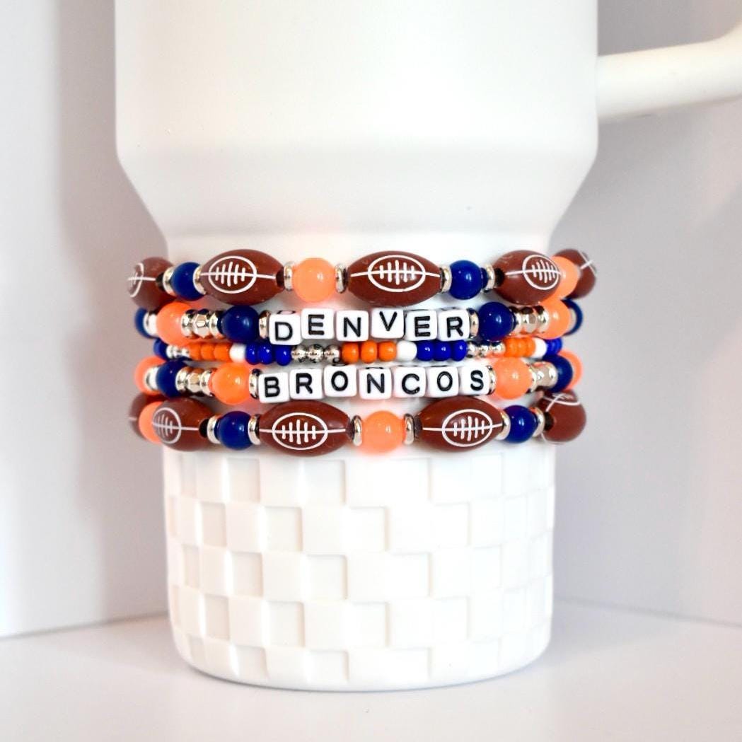 Denver Broncos Football Bracelet Stack - 5 Piece Set