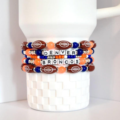 Denver Broncos Football Bracelet Stack - 5 Piece Set