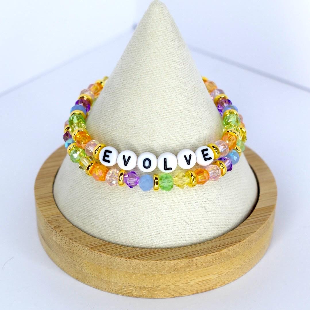 Colorful Beaded Bracelet Set: Pastel Crystal and Gold Accents