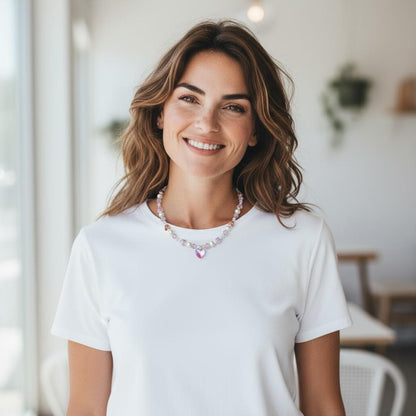Glinda Crystal Heart and Butterfly Necklace