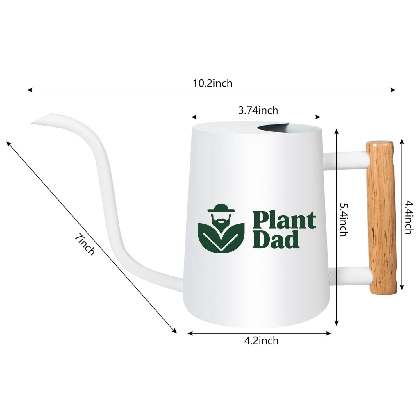 White Watering Can with Plant Dad Design